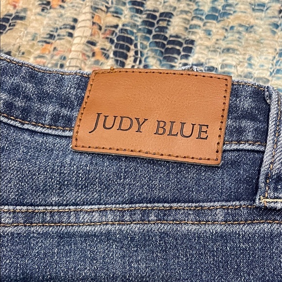 Judy Blue High Rise Tummy Control Retro Wide Leg Dark Denim Blue Jeans - Picture 2 of 7